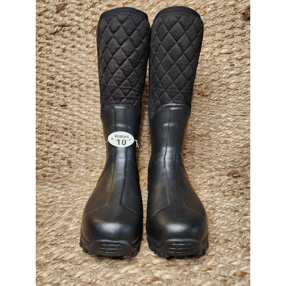 Itasca Women's 10 Katie II Black Quilted Muck Snow Boots Waterproof Insulated